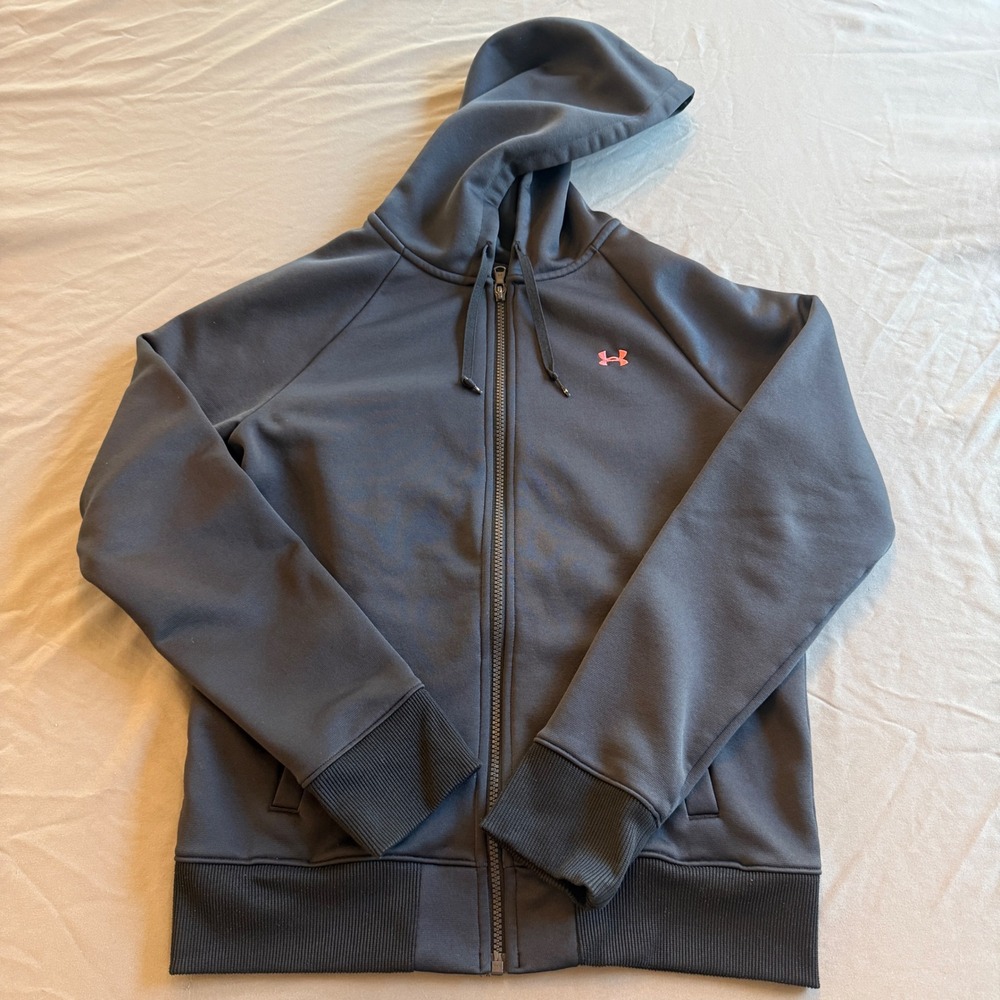 Under Armour Storm Full Zip‎ Hoodie Womens S Black Coral Pink Logo